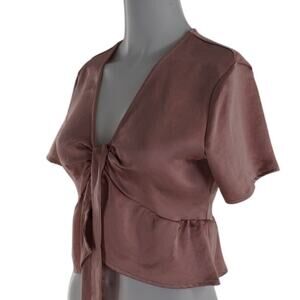 Kendall And Kylie Silky Wrap Crop Shirt